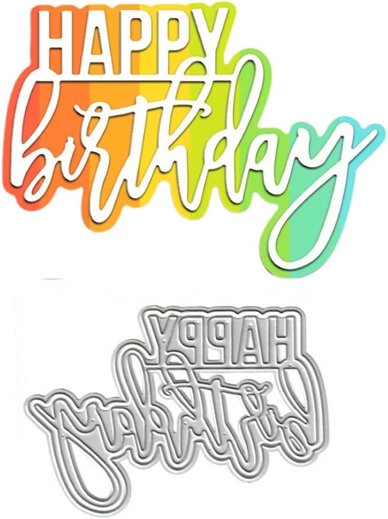 LZBRDY Happy Birthday Wishes Words Embossing Metal Cutting Dies for Card Making and Scrapbooking, Arts Crafts Birthday Craft Die Cuts Stencil - Image 1